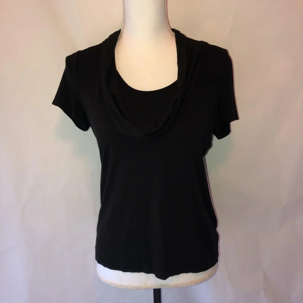 Talbots Black Cowl-neck Dress up Shirt